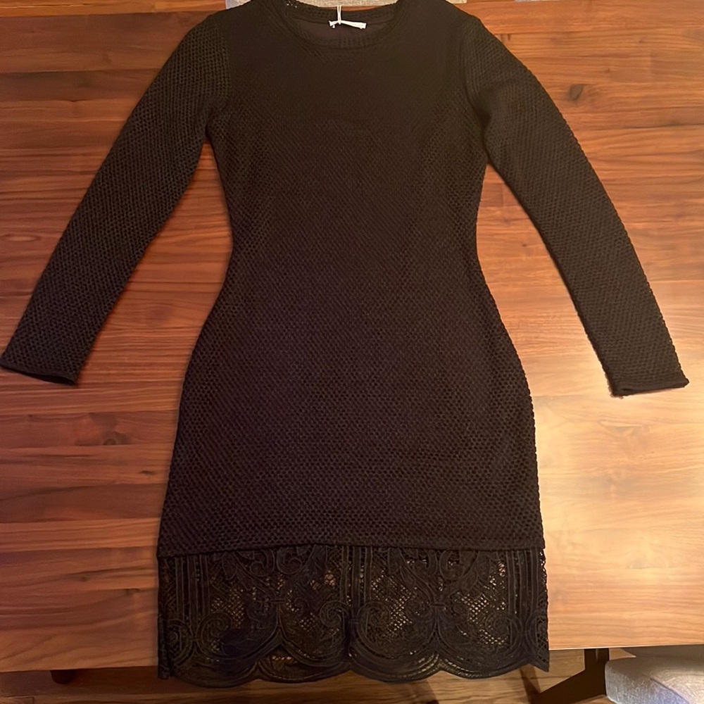 Brand new, never worn! Zara bodycon dress with lace detailed hem in size M.